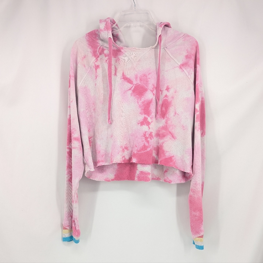 Spiritual Gangster Cropped Pink Tie-Dye Women's Hoodie Good People are My People
